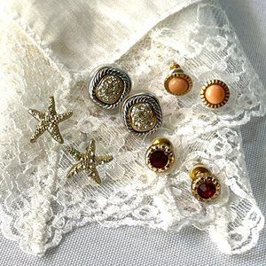 Lot of 4 Stud Pierced Fashion Earrings Unisex Adults Teen Child